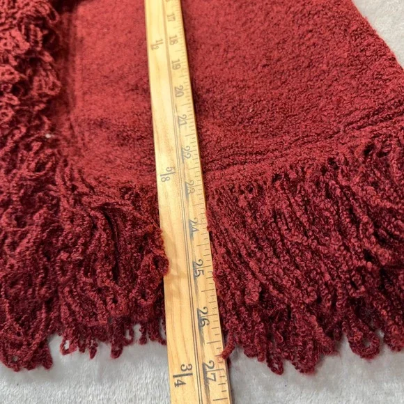 Vintage Y2K Shaggy Fringe Trim Knit Cardigan Burgundy Boho Whimsygoth Red Medium - Picture 7 of 11